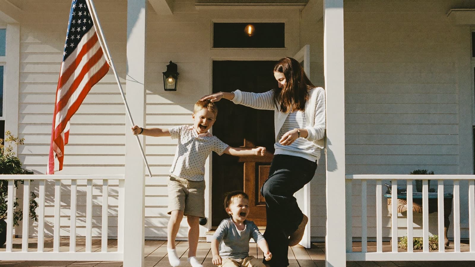 An American family covered in their home state